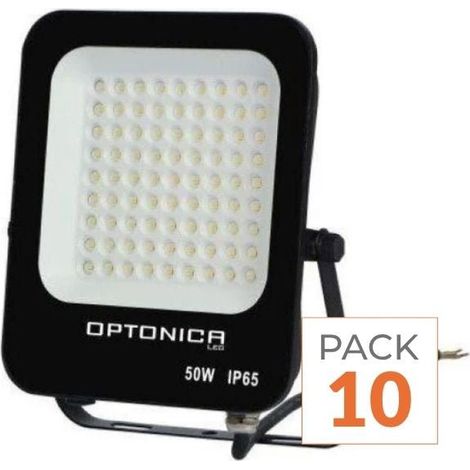 Pack de  10 - Projecteur LED Extérieur SMD 50W IP65 Noir - Blanc Froid 6000K - 8000K - SILAMP (1/2)