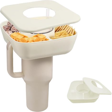 Coupelle à Snack avec Couvercle pour Stanley Cup 40 Oz, Bol Silicone à En-cas pour Gobelets Stanley 40oz avec Poignée, Accessoire Anneau à Grignoter pour Tasse Stanley, Récipient de Rangement avec Sup (1/5)