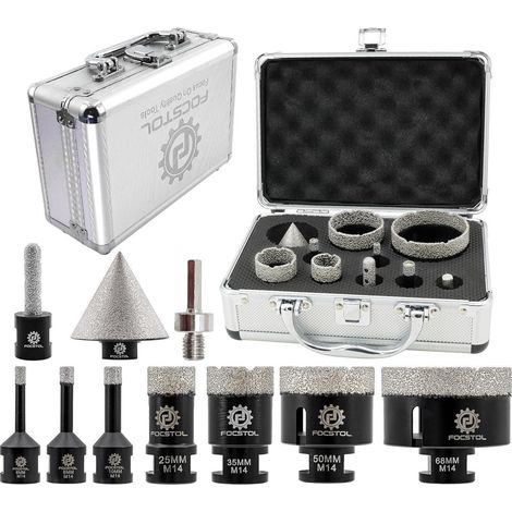 Fliesenbohrer Diamant Set 6 8 10 25 35 50 68mm Fasenbohrer KIT1 (1/5)