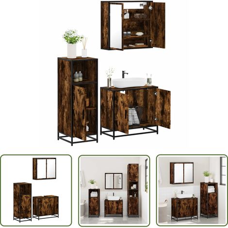 vidaXL Ensemble de meubles de salle de bain 3 pcs Chêne fumé