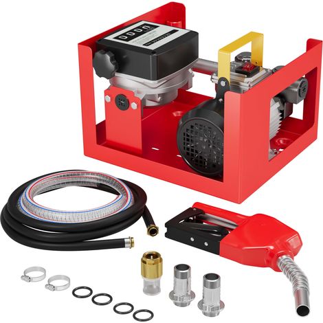 Wiltec Bomba autocebante para diésel y gasóleo 230 V / 550 W surtidor autoaspirante de gasoil 20-60 l/min con pistola automática y contador para trasvase trasiego de combustible