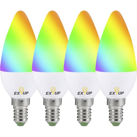 Ampoules LED intelligentes Wi-Fi 5W AC100-240V, contrôle par application smartphone et commande vocale, culot E14, éclairage RGB/blanc/blanc chaud, idéales pour la décoration de la maison, des fêtes e (1/5)