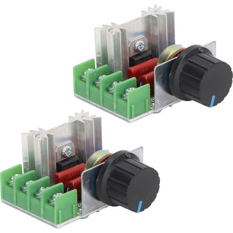 2 Stück 2000W 220V AC SCR Spannungsregler Einstellbares Motordrehzahlregelungsmodul Drehknopf-Potentiometer (1/5)