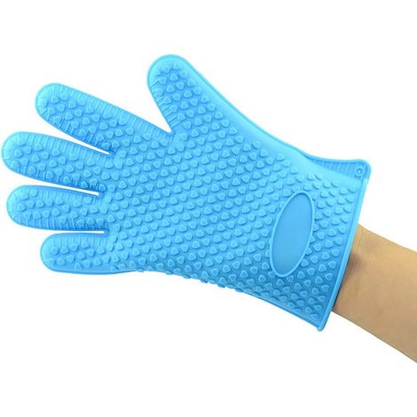 1 complément du gant de silicone en forme de coeur en couleur, des gants de cuisine / barbecue / quatre (bleu) (1/5)
