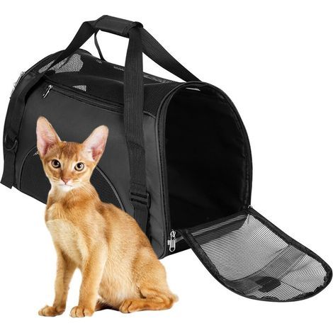 Sac de Transport pour Animaux de Compagnie Pliable Respirant pour Chiens et Chats, Cage de Voyage Portable pour Petit Animal, Noir (1/5)