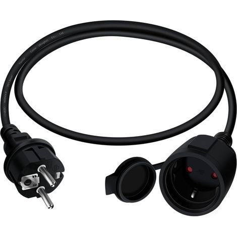 Schuko-Verlängerungskabel, 1,5 m Kupferkabel, IP44-Stecker, für den Innen- und Außenbereich (1/5)