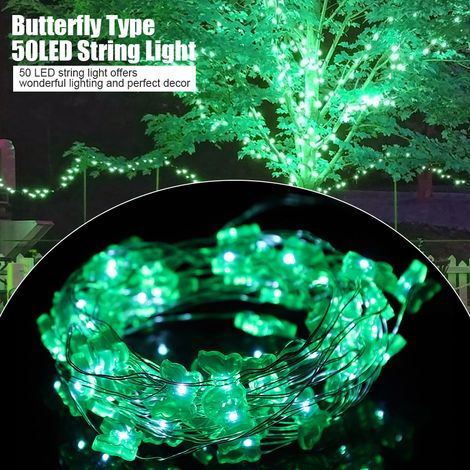Guirlande lumineuse papillon à piles, 50 LED, blanche, à suspendre, pour mariage, fête ou jardin. (1/5)