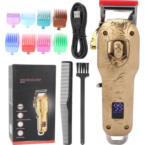 Tondeuse Cheveux Électrique Sans Fil LCD - Kit de Coupe Coiffure Doré (1/5)