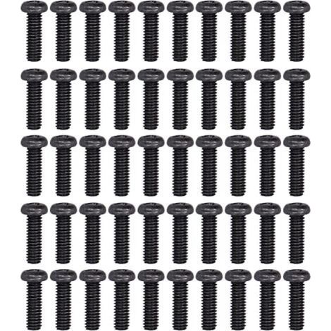 Lot de 50 vis à métaux à tête cylindrique en acier inoxydable entièrement filetées noires plaquées zinc DIN7985, écrous à rivets (M4 x 12) (1/5)