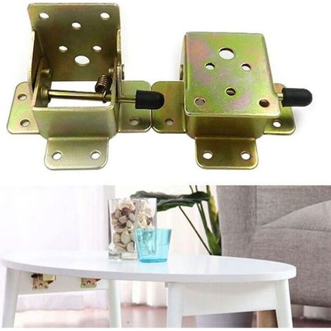 Support Pliant Pour Pied De Table - Verrouillage Automatique À 90° - Télescopique Caché - Pour Bureau Lit Etagère - 1 Paire (1/5)