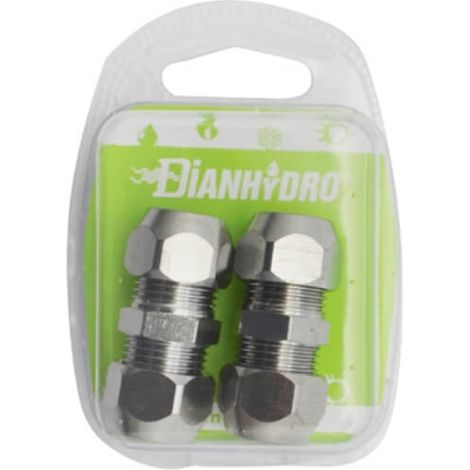 2 PZ RACCORDI DIRITTI DOPPI CON DADI CONICI CROMATI BLISTER pz.2 x (1/2x1/2) Diam.12 FAIDF