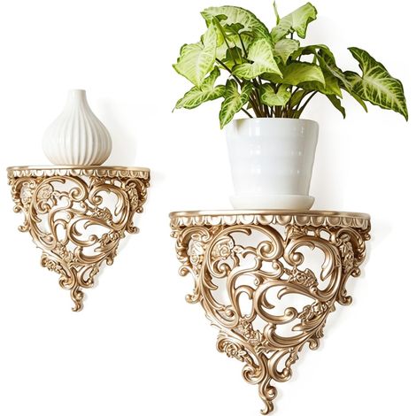 25x25,2x15,2cm/9,84x9,92x5,98 po Résine Étagère Murale Flottante, Étagères décoratives murales de Style européen Organisateur Mural Support pour Pots de Fleurs Présentoir pour Objets d'art (1/5)