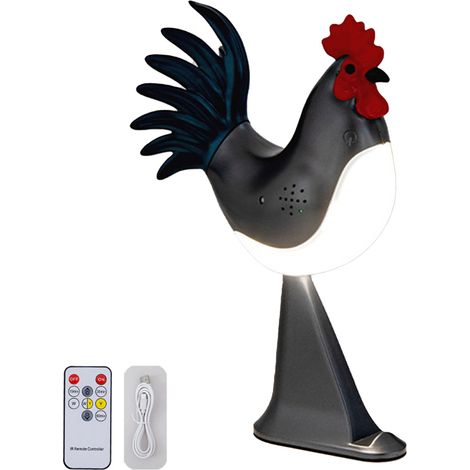 Lampada Notte Gallo Design Moderno – Aromaterapia, Suoni Relax, Supporto Telefono – Plastica Grigio Siderale – Ideale per Camera da Letto e Ufficio (1/5)
