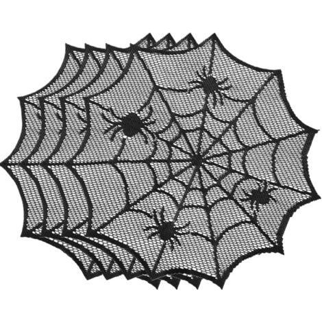 Sets de table d'Halloween, 30 cm, lot de 4, sets de table araignée en toile, antidérapants, ajourés, décoration gothique pour salle à manger et maison (1/5)