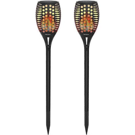 Lampes solaires de jardin - Torches à 96 LED effet flamme vacillante - Allumage/extinction automatique - Étanche IP65 (1/5)