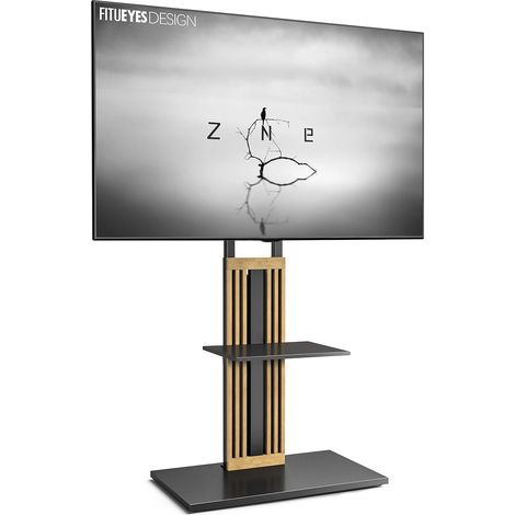 FITUEYES Design TV Stnder Standfu TV Bodenstnder mit Ablage Fernsehstnder f¨¹r groe Fernseher 55 bis 80 Zoll bis zu 50kg Hhenverstellbar Schwenkbar Max. VESA 600 400 (1/5)