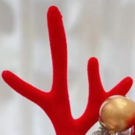 Pinces à cheveux en forme de bois de renne de Noël, mignonnes et exquises, en peluche, pour les fêtes de Noël, les anniversaires et le cosplay. Modèle n° 14, bois de renne rouge anglais, perles rouges (1/5)