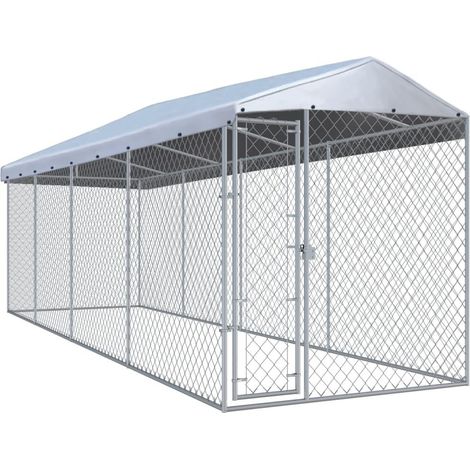 Jaula tipo caseta para exteriores parque para perros de exterior con techo para perros 760 x 190 x 225 cm 020000456