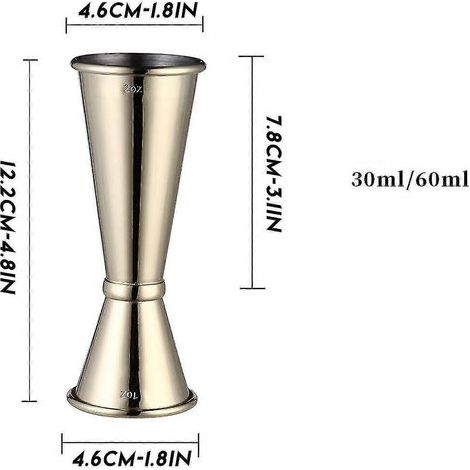 Verre doseur à vin en acier inoxydable 304, double bec, 30/60 ml (1/2)
