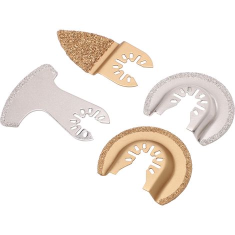 Lot de 4 lames oscillantes multifonction diamant carbure segment demi-cercle pour joint carrelage maconnerie (1/5)