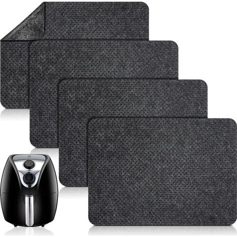 Lot de 4 tapis antidérapants noirs pour friteuses à air chaud, machines à café et micro-ondes, 40 x 30 cm