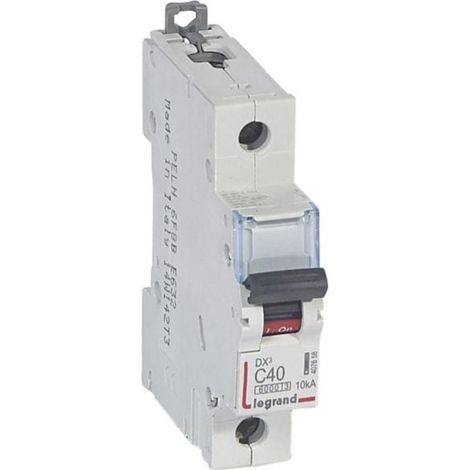 Disjoncteur DX³6000 10kA arrivée haute et départ bas à vis 1P 230V à 400V - 40A - courbe C - 1 module - LEGRAND