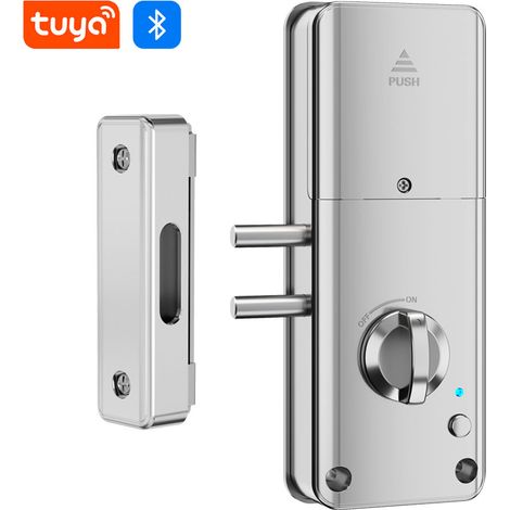 App Smart Invisible Lock, unsichtbares Türschloss für Innentüren aus Holz, Bluetooth-Schloss mit Kartenleser (inkl. zwei weißer Karten), Vakuumsilber