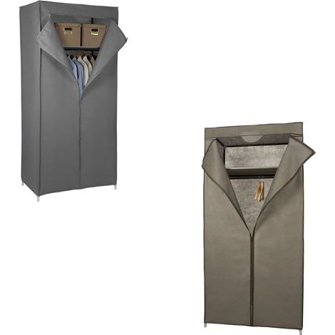 TrAdE Shop Traesio - Armadio Guardaroba Struttura Acciaio Copertura Tnt Con Appendiabiti Ripiano 75x45xh160cm - (1/2)