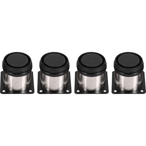 4 Pieds Réglables en Hauteur Acier Inoxydable pour Meuble, Supports Ronds 60x60mm, Patins de Rangement (1/5)