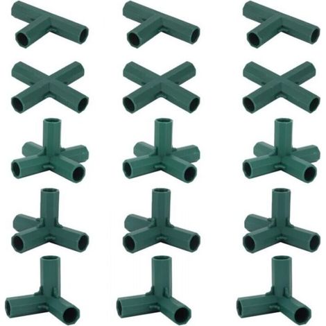 15 pezzi connettori per telaio serra, connettori angolari per telaio giardino 16 mm asta elicoidale 5 tipi di supporto stabile e resistente per serra