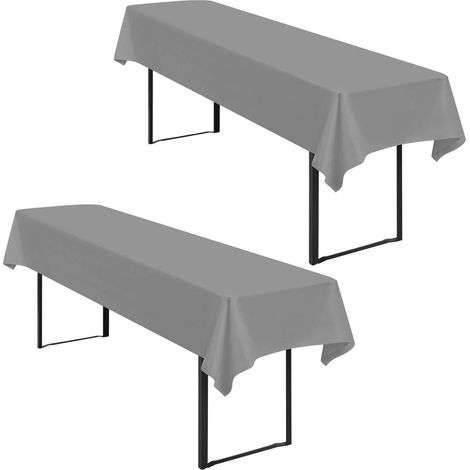 2er-Pack Tischdecken Bierzeltgarnitur 100x250cm Grau Wasserdicht Polyester