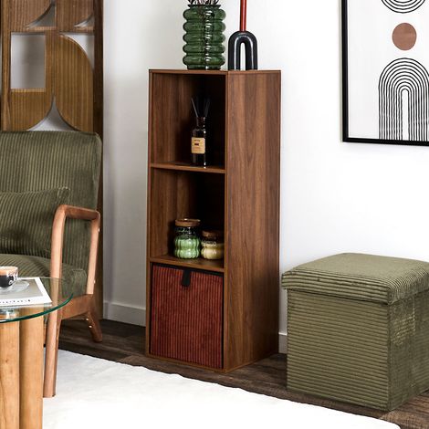 Etagère 3 niches 34x32x98 cm marron foncé - NOKI