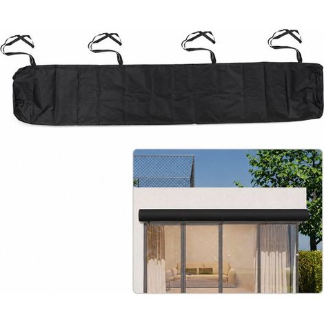 Housse de protection pour store banne 3 m, sac en tissu Oxford imperméable, résistant aux UV et aux intempéries, noir (1/5)