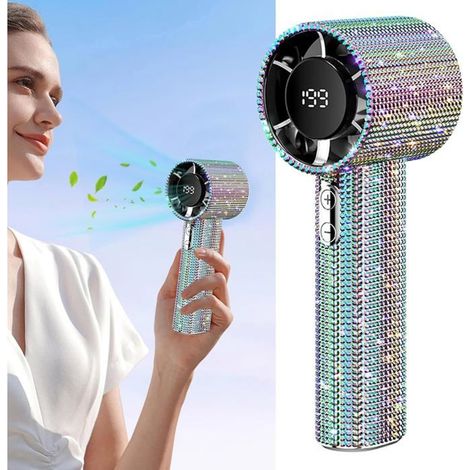 KLVGTIFS PU - Ventilateur Portable,Mini Ventilateur Turbo Portatif, 199 Vitesses, Rechargeable, Silencieux, Longue Durée De Vie, Avec Affichage(A) (1/5)