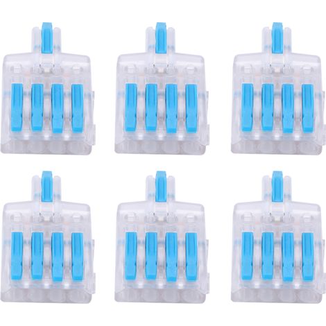 Lot de 20 connecteurs rapides de type T, borniers en cuivre 1 entrée 4 sorties pour commande électrique (bleu) (1/5)