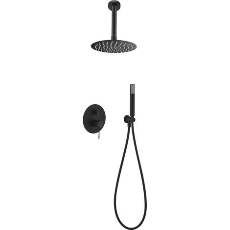 Conjunto moderno de ducha con un diseño empotrado y un acabado negro mate top Line de Imex (1/5)