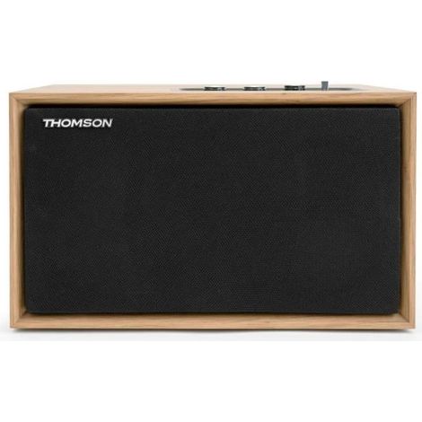 Thomson – Enceinte Bluetooth 5.3 50W – Réglage séparé des aigus et des basses – Façade amovible en bois – Alimentation 230V – Entrée AUX-IN 3.5mm