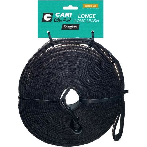Correa para perro - CANI GEAR - 10 m - Neopreno suave con mango - Negro