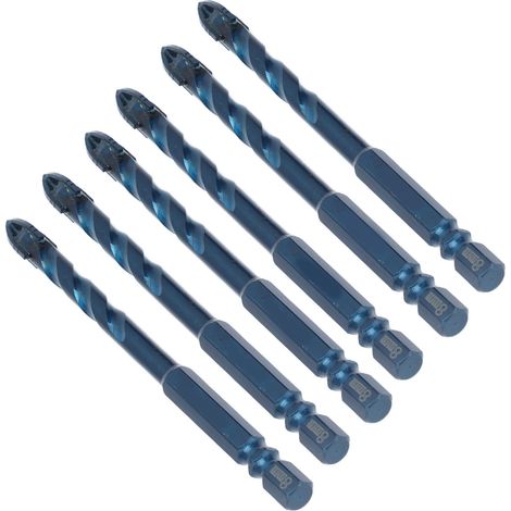 10 Mèches à Pointe Carbure pour Céramique, Verre, Marbre - Tige Hexagonale 1/4", Diamètre 8mm - Bleu Foncé (1/5)