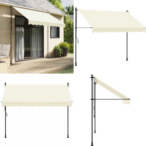 Auvent rétractable crème 300x150 m tissu et acier - Auvent rétractable - Auvent terrasse (1/5)