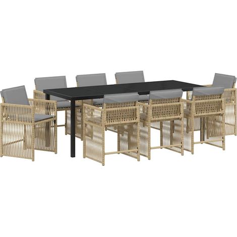 Maison Exclusive - Set da Pranzo per Giardino 9 pcs Beige polyrattan