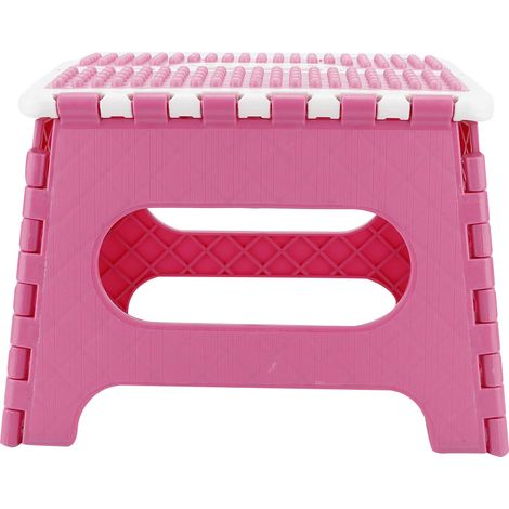 Tabouret Pliant En Plastique - Résine Thermoplastique Robuste - Pour Massage Et Usage Quotidien - Rose - 29x22x22cm (1/5)