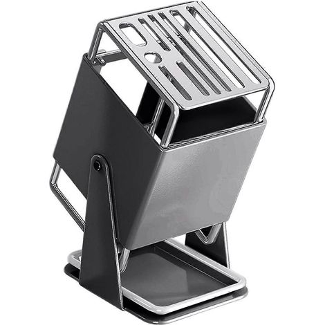 Porte-couteaux de cuisine/plan de travail intégré, bloc de rangement amovible avec égouttage, sans installation. (1/5)