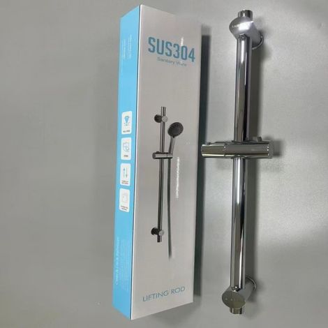 304 Stainless Steel Shower Rod, Shower Head Base, Lifting Rod, Simple Gunmetal Gray Bathroom Shower Head Bracket, Hotel Project Opening -- Stainless Steel Electroplated Round Shape