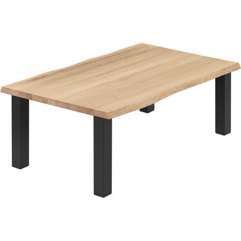 LAMO Manufaktur Esstisch Küchentisch, mit Baumkante 120x80x47cm (AxBxH), Classic, Natur / Schwarz, LWB-01-A-002-9005Cl