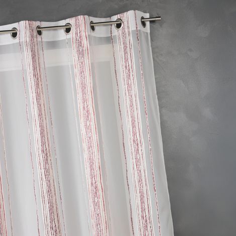 Voilage jacquard à fines rayures verticales Bordeaux 140x260 cm