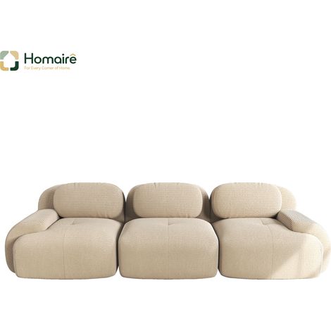 Canapé modulable en velours côtelé beige avec accoudoirs 298 x 103 x 75 cm HOMAIRE (1/4)