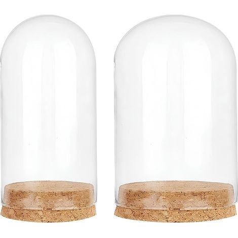 Lot de deux mini horloges en verre avec dômes en verre transparent et bouchons en liège à la base, parfaites pour les plantes, les fleurs, les mariages, les fêtes, les cadeaux de Noël et les projets d (1/5)