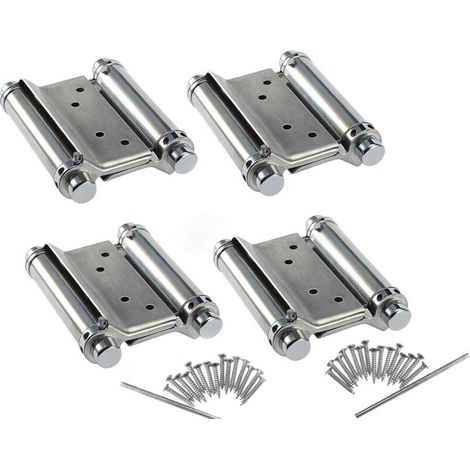 2 Pairs 3 Inch Stainless Steel Swing Door Hinges for Salon Cafe Counter, Double Action, Adjustable, Perfect Self-Closing (1/3)