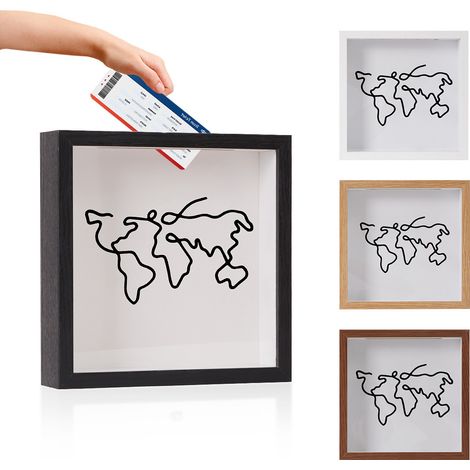 Kreativer, hohler Aufbewahrungsrahmen für Konzertkartenabschnitte (3 cm), Reise- und Flugtickets, klassisches Design – schwarz – 29 x 29 cm